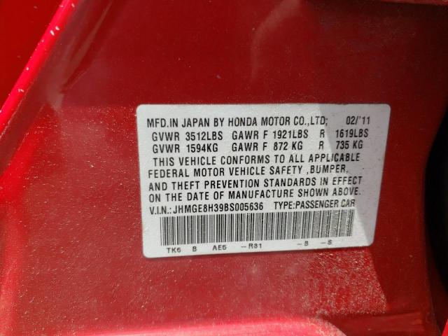 Photo 10 from auction – 2011 HONDA FIT with VIN JHMGE8H39BS005636