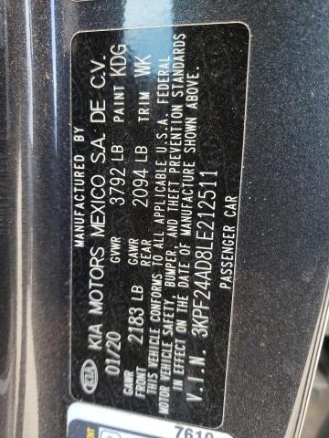 Photo 10 from auction – 2020 KIA FORTE FE with VIN 3KPF24AD8LE212511