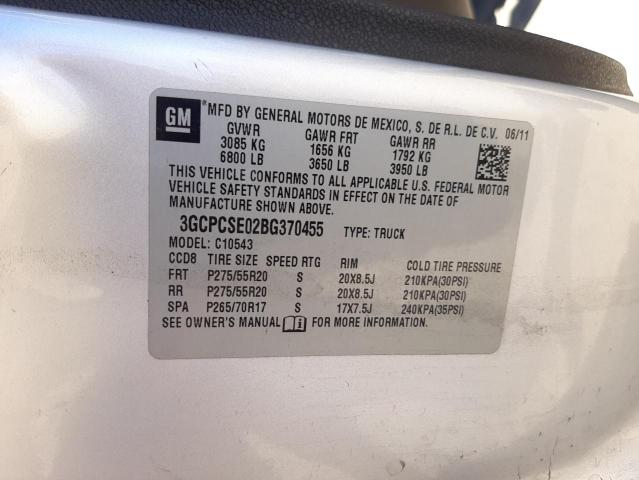 Foto 10 de la subasta – 2011 CHEVROLET SILVERADO con VIN 3GCPCSE02BG370455