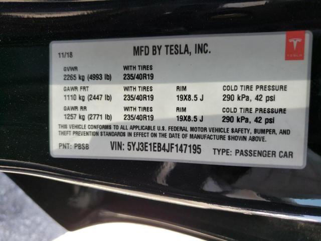 Photo 10 from auction – 2018 TESLA MODEL 3 with VIN 5YJ3E1EB4JF147195