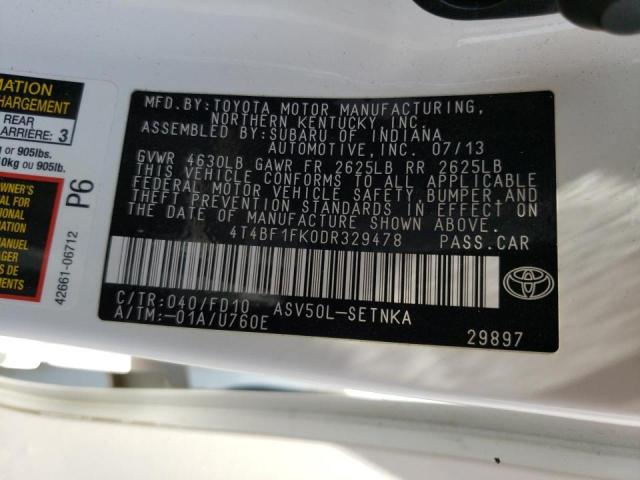Photo 10 from auction – 2013 TOYOTA CAMRY L with VIN 4T4BF1FK0DR329478