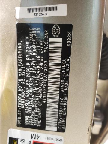 Photo 10 from auction – 2011 TOYOTA CAMRY BASE with VIN 4T1BF3EKXBU723879