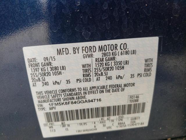 Photo 10 from auction – 2016 FORD EXPLORER L with VIN 1FM5K8F84GGA94716