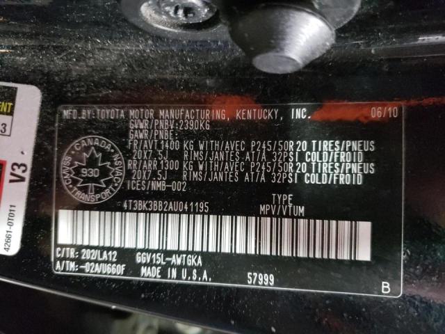 Photo 10 from auction – 2010 TOYOTA VENZA with VIN 4T3BK3BB2AU041195