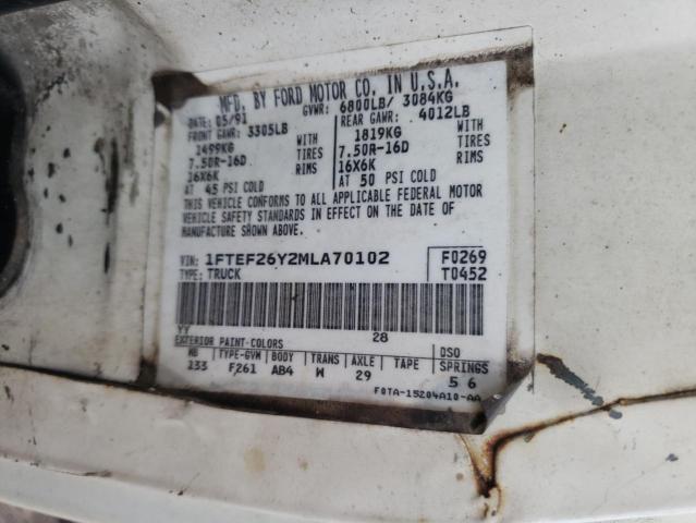Photo 10 from auction – 1991 FORD F250 with VIN 1FTEF26Y2MLA70102