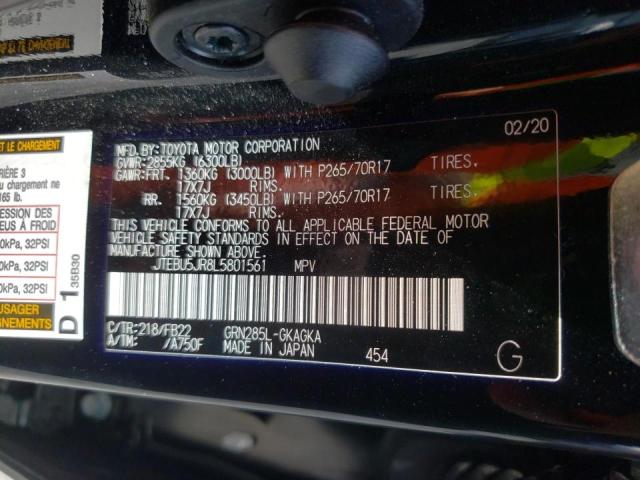 Photo 10 from auction – 2020 TOYOTA 4RUNNER SR with VIN JTEBU5JR8L5801561