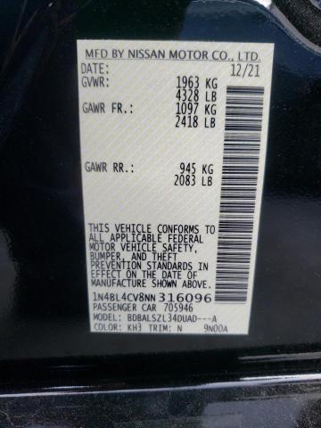 Photo 10 from auction – 2022 NISSAN ALTIMA SR with VIN 1N4BL4CV8NN316096
