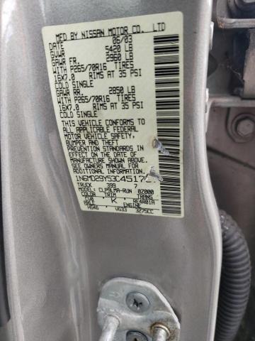 Photo 10 from auction – 2003 NISSAN FRONTIER C with VIN 1N6MD29Y53C451757