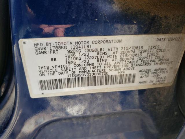 Photo 10 from auction – 2003 TOYOTA RAV4 with VIN JTEGH20V230086720