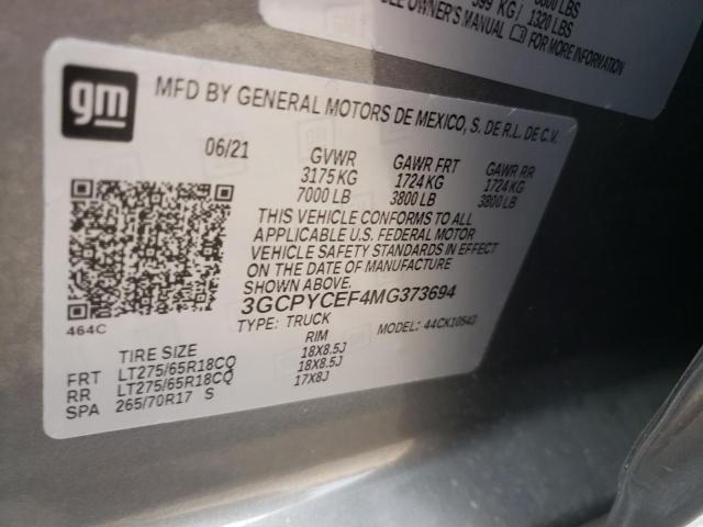 Photo 10 from auction – 2021 CHEVROLET SILVERADO with VIN 3GCPYCEF4MG373694