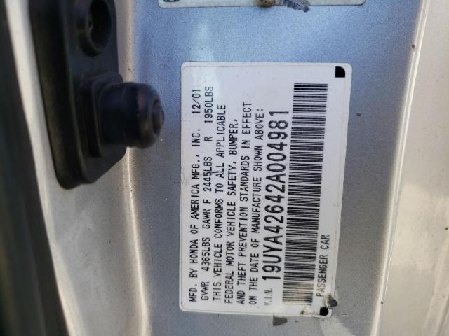 Photo 10 from auction – 2002 ACURA 3.2CL TYPE with VIN 19UYA42642A004981