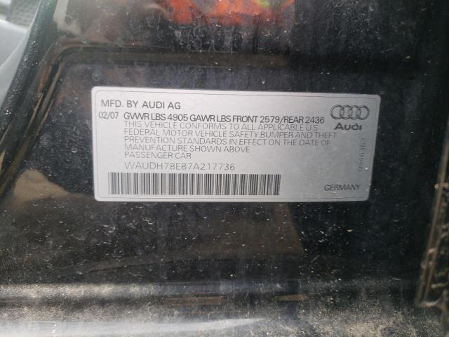 Photo 10 from auction – 2007 AUDI A4 3.2 QUA with VIN WAUDH78E87A217736