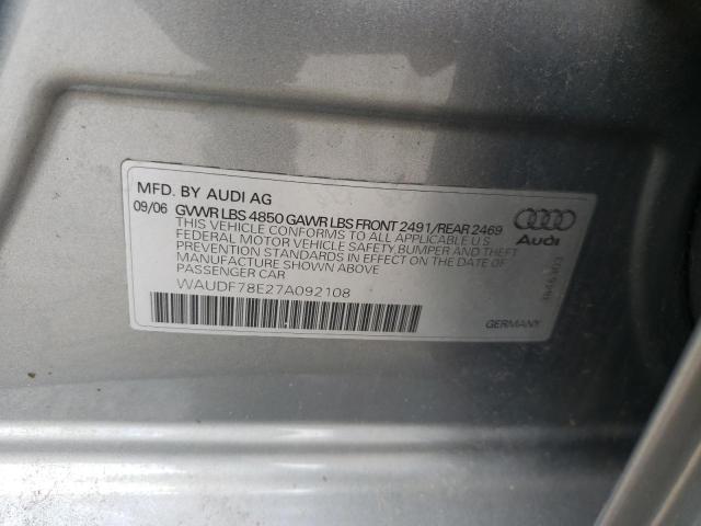 Photo 10 from auction – 2007 AUDI A4 2.0T QU with VIN WAUDF78E27A092108