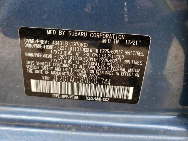 Photo 10 from auction – 2022 SUBARU CROSSTREK with VIN JF2GTACC8NG201744