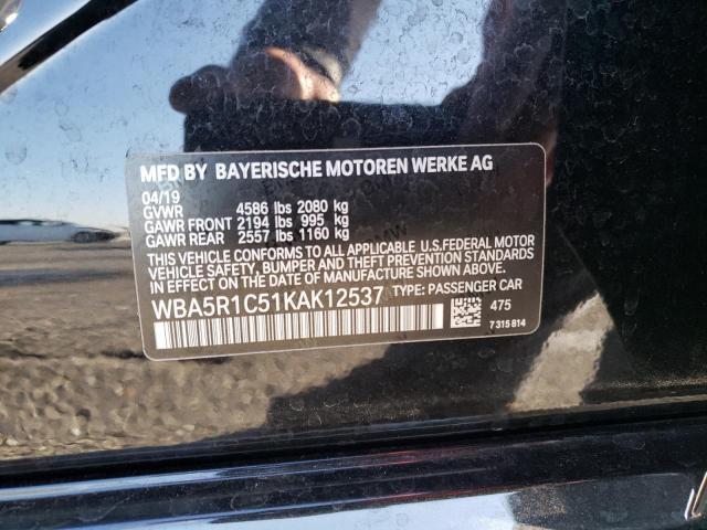 Photo 10 from auction – 2019 BMW 330I with VIN WBA5R1C51KAK12537