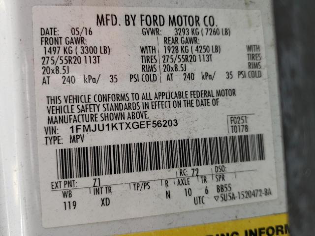 Photo 10 from auction – 2016 FORD EXPEDITION with VIN 1FMJU1KTXGEF56203