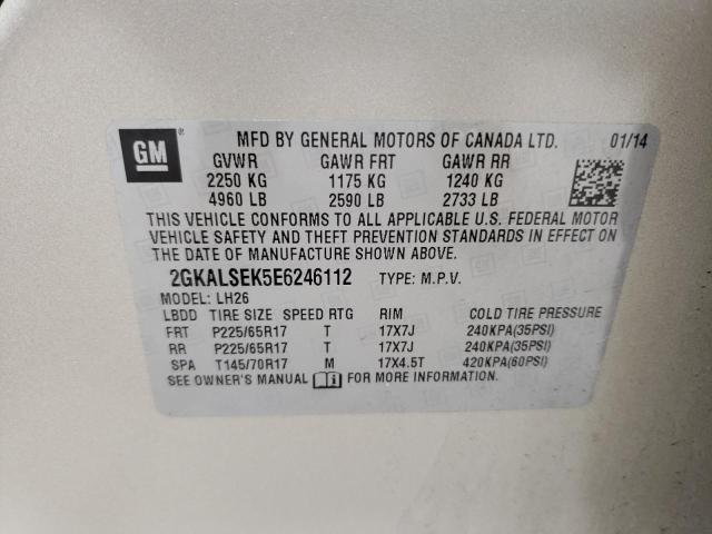 Photo 10 from auction – 2014 GMC TERRAIN SL with VIN 2GKALSEK5E6246112