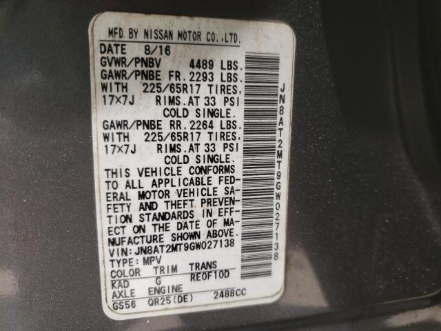 Photo 10 from auction – 2016 NISSAN ROGUE S with VIN JN8AT2MT9GW027138