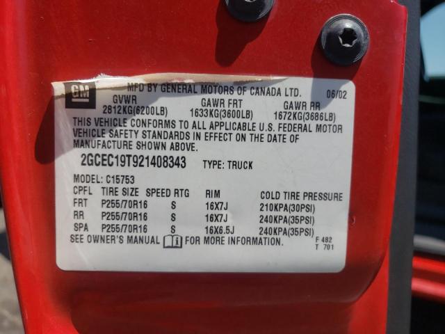 Photo 10 from auction – 2002 CHEVROLET 1500 with VIN 2GCEC19T921408343