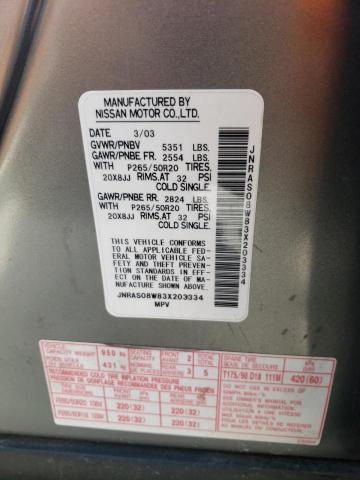 Photo 10 from auction – 2003 INFINITI FX35 with VIN JNRAS08W83X203334