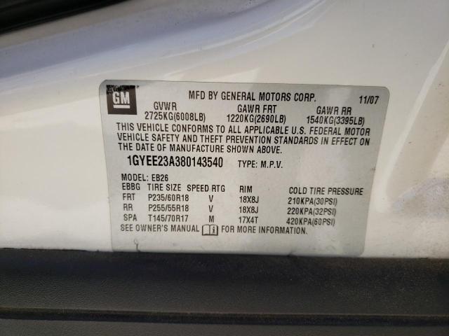 Photo 10 from auction – 2008 CADILLAC SRX with VIN 1GYEE23A380143540