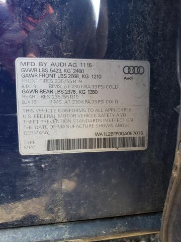 Photo 10 from auction – 2016 AUDI Q5 PREMIUM with VIN WA1L2BFP0GA087078