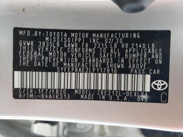 Photo 10 from auction – 2020 TOYOTA COROLLA LE with VIN 5YFEPRAE2LP117816