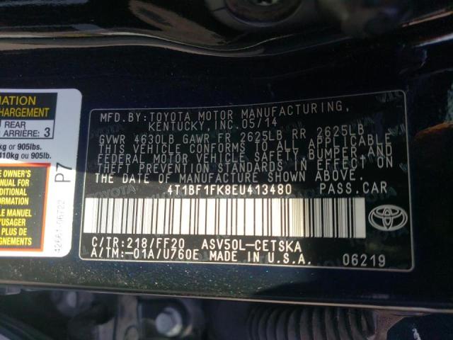 Photo 10 from auction – 2014 TOYOTA CAMRY L with VIN 4T1BF1FK8EU413480
