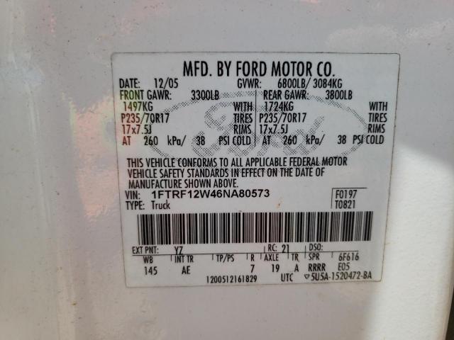 Photo 10 from auction – 2006 FORD F150 with VIN 1FTRF12W46NA80573