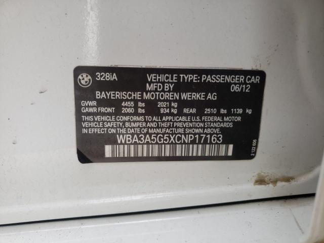 Photo 10 from auction – 2012 BMW 328 I with VIN WBA3A5G5XCNP17163