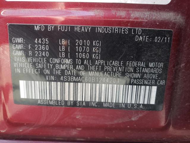 Photo 10 from auction – 2011 SUBARU LEGACY 2.5 with VIN 4S3BMAC60B1244201