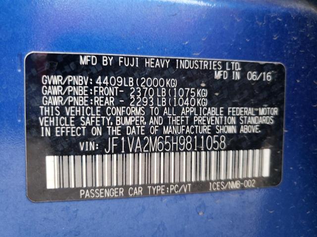 Photo 10 from auction – 2017 SUBARU WRX STI with VIN JF1VA2M65H9811058