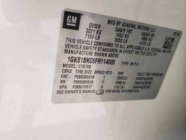 Photo 10 from auction – 2015 GMC YUKON SLT with VIN 1GKS1BKC6FR114005