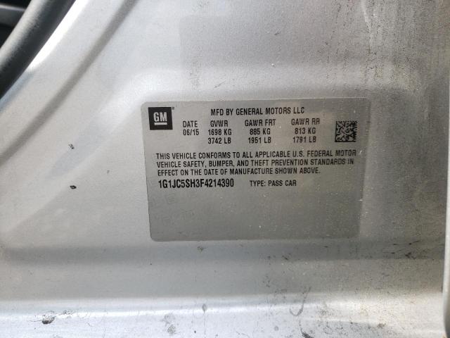 Photo 10 from auction – 2015 CHEVROLET SONIC LT with VIN 1G1JC5SH3F4214390