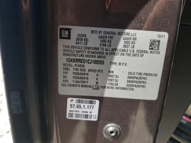 Photo 10 from auction – 2012 GMC ACADIA SLT with VIN 1GKKRRED1CJ188559