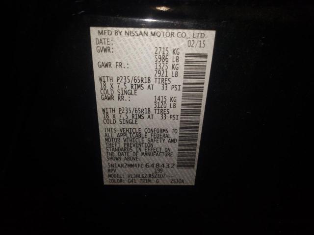Photo 10 from auction – 2015 NISSAN PATHFINDER with VIN 5N1AR2MM4FC648432