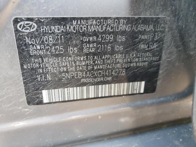Photo 10 from auction – 2012 HYUNDAI SONATA GLS with VIN 5NPEB4ACXCH414278