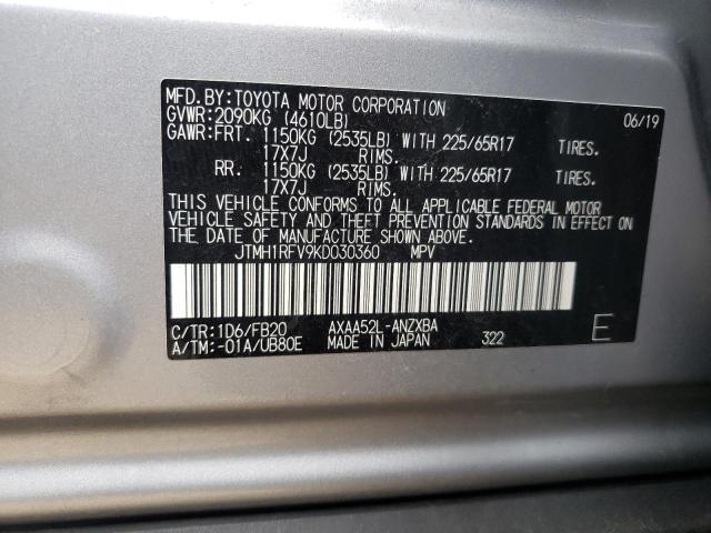 Photo 10 from auction – 2019 TOYOTA RAV4 LE with VIN JTMH1RFV9KD030360