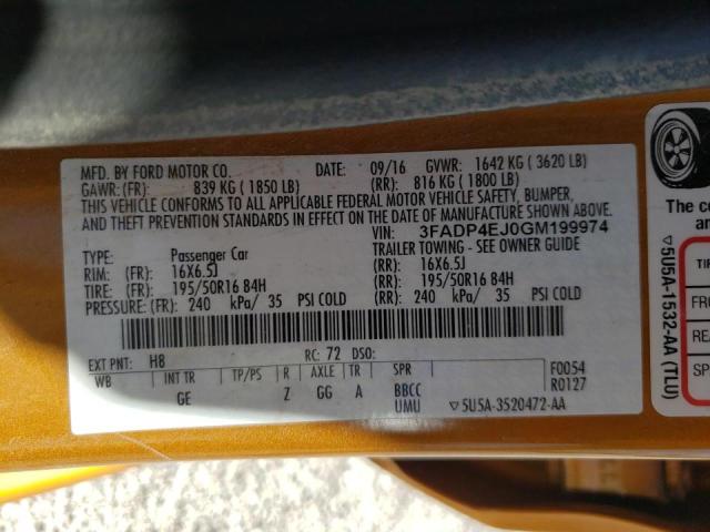 Photo 10 from auction – 2016 FORD FIESTA SE with VIN 3FADP4EJ0GM199974