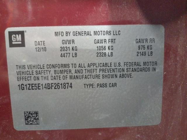 Photo 10 from auction – 2011 CHEVROLET MALIBU LTZ with VIN 1G1ZE5E14BF261874