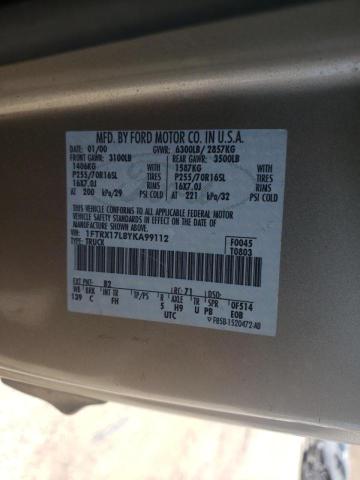 Photo 10 from auction – 2000 FORD F150 with VIN 1FTRX17L8YKA99112