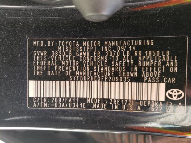 Photo 10 from auction – 2015 TOYOTA COROLLA L with VIN 5YFBURHEXFP209035