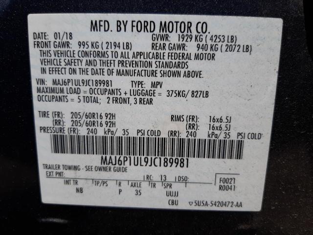 Photo 10 from auction – 2018 FORD ECOSPORT with VIN MAJ6P1UL9JC189981