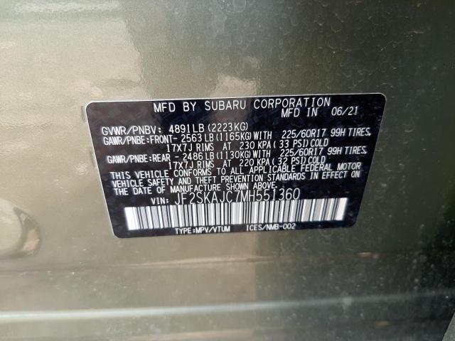 Photo 10 from auction – 2021 SUBARU FORESTER P with VIN JF2SKAJC7MH551360