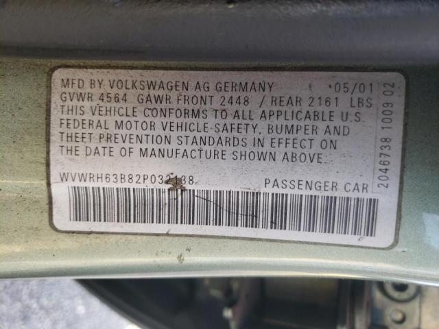 Photo 10 from auction – 2002 VOLKSWAGEN PASSAT GLX with VIN WVWRH63B82P032138