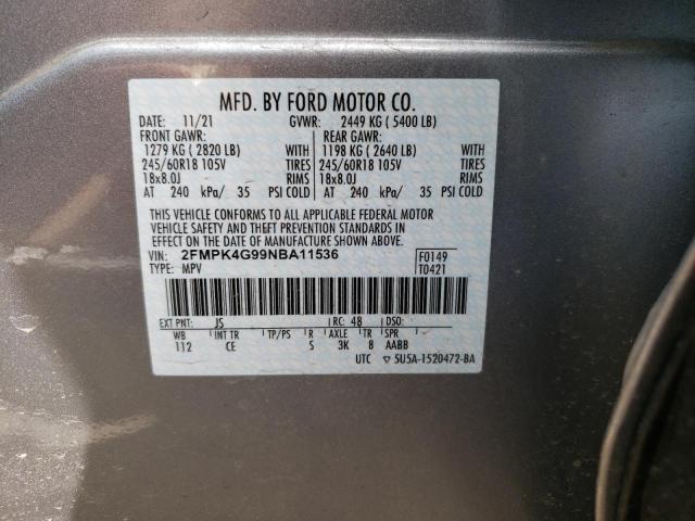 Photo 10 from auction – 2022 FORD EDGE SE with VIN 2FMPK4G99NBA11536