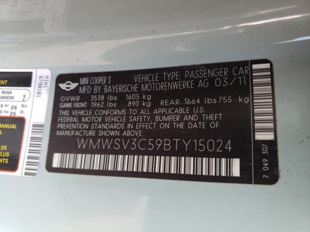 Photo 10 from auction – 2011 MINI COOPER S with VIN WMWSV3C59BTY15024