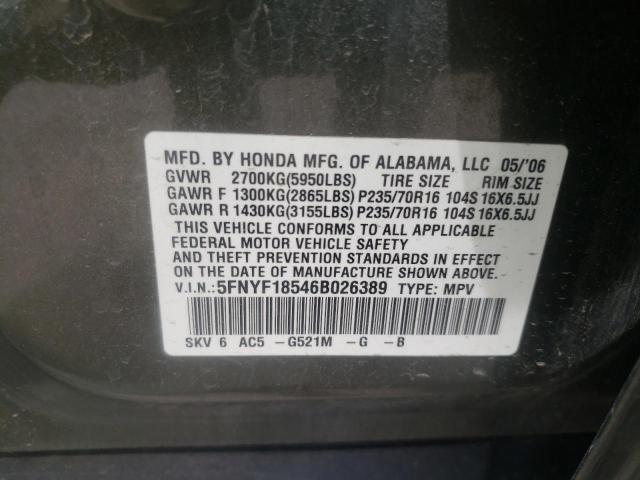 Foto 10 de la subasta – 2006 HONDA PILOT EX con VIN 5FNYF18546B026389