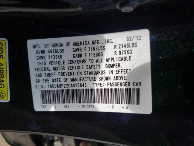 Photo 10 from auction – 2012 ACURA TL with VIN 19UUA8F22CA027643