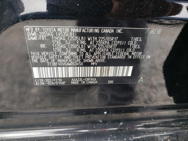 Photo 10 from auction – 2010 TOYOTA RAV4 with VIN 2T3BF4DV6AW053450